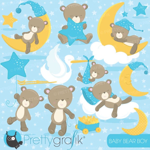 Baby boy bear clipart commercial use, baby bear vector graphics, digital clip art, digital images - CL772 Il_570xn