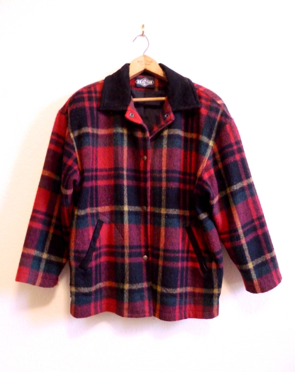 Red Flannel Plaid Coat Lumberjack Coat by VintageAndOddities