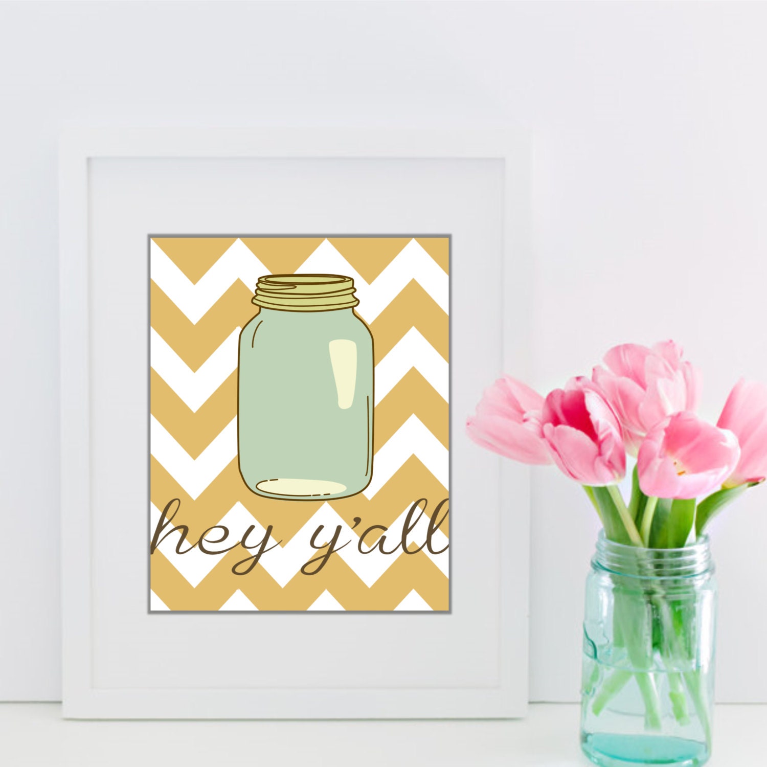 hey yall mason jar southern sayings 8x10 print by palmettoprints