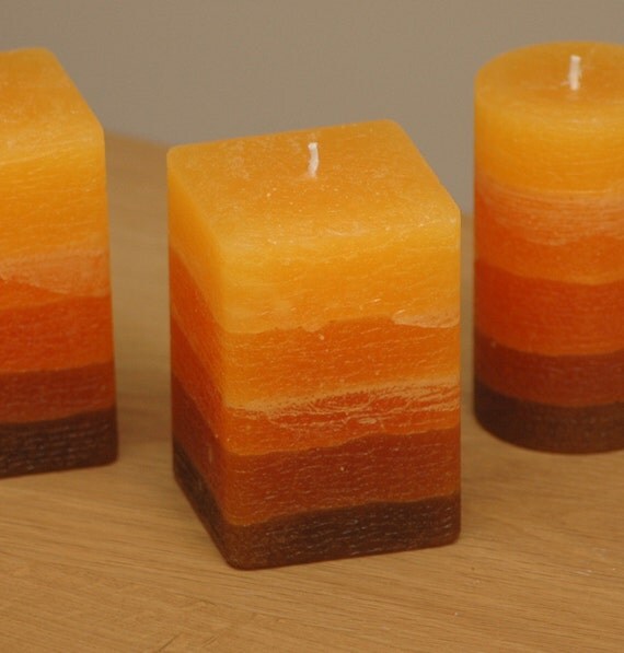 Square Pillar Candle 2.25 x 3.25 Orange to Brown by NordicCandle
