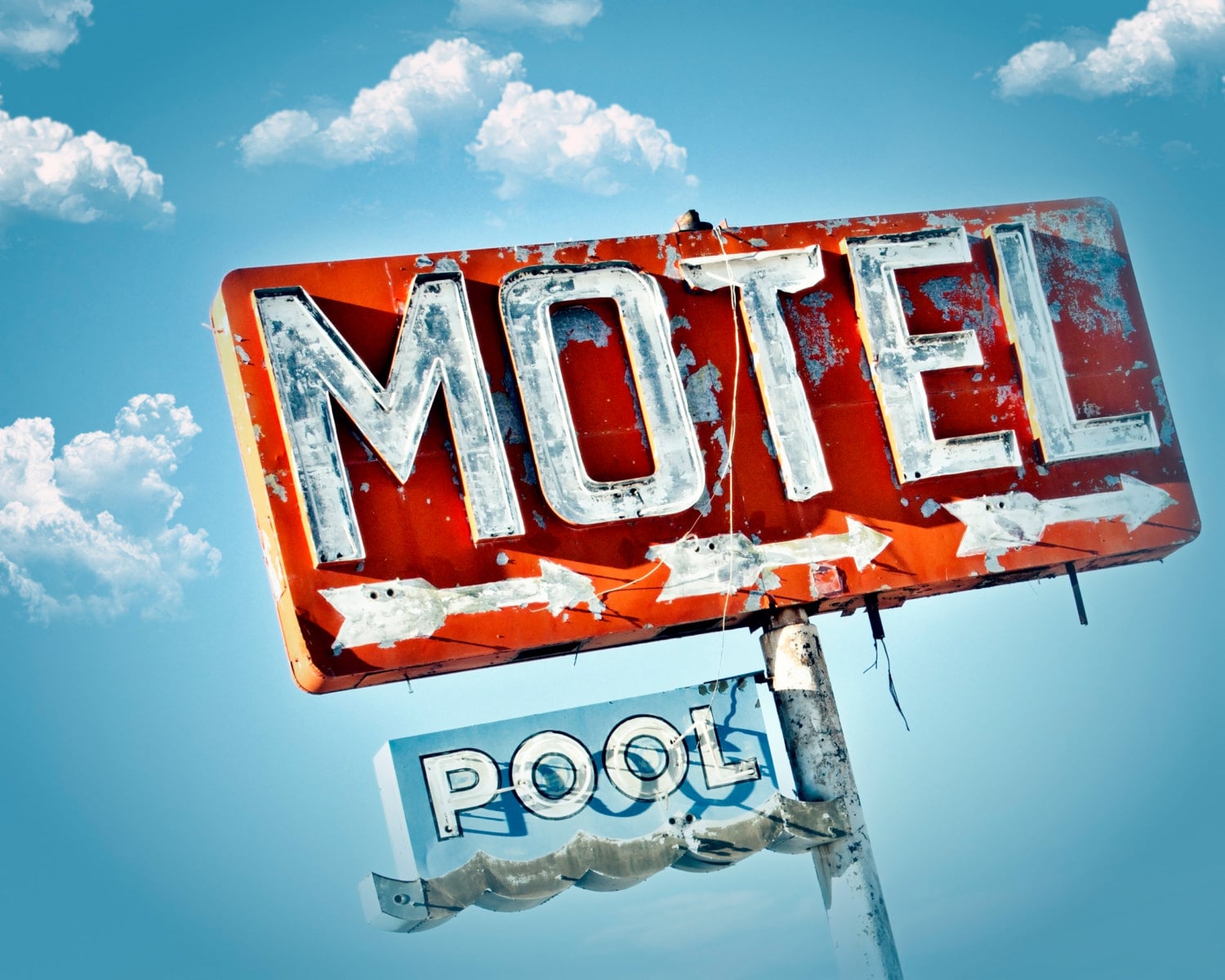 Abandoned Motel Neon Sign Retro Neon Sign by AroundTheGlobeImages