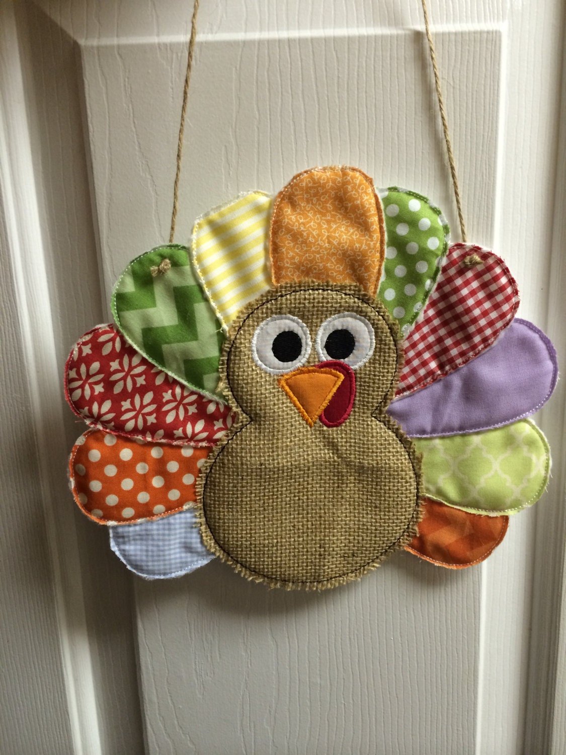Turkey Door Hanger. Custom with Burlap and fabric by CreatedByMI