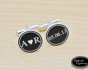 Personalized Wedding Cuff Links - Gifts for Him - Handmade Cufflinks - Engraved Custom Cuff Links - Groom's Gift - CF-09
