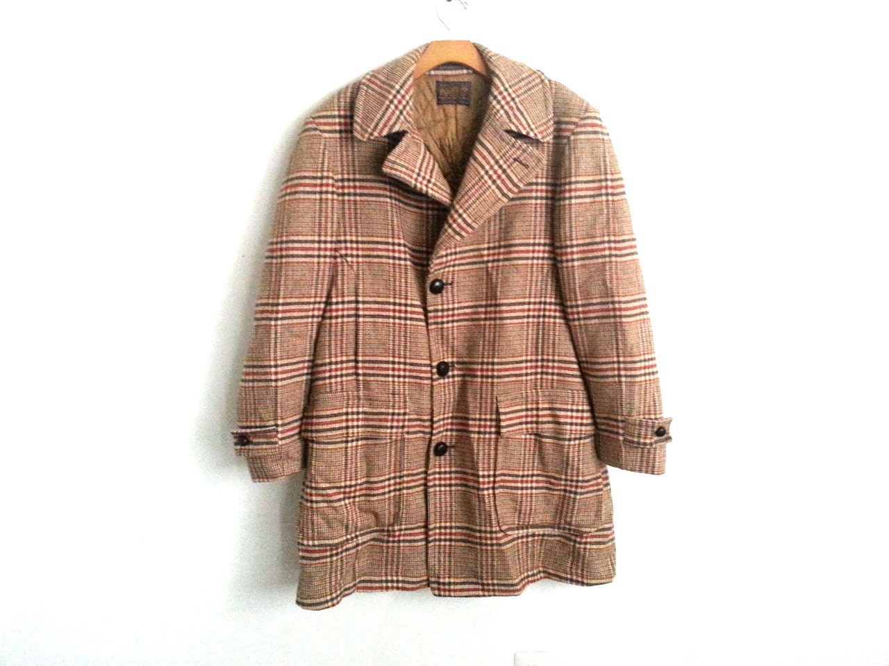 Vintage Pendleton Coat Wool Houndstooth Plaid Men's Large