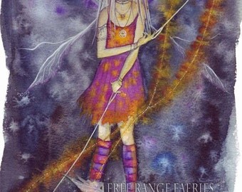 Fire Girl A4 Art Print / Faerie Print / Fairy Print /Faerie Art / Fairy Art/ Fire Faerie /Fire Dance/ Poi / Dance / Hippy / faerie fire