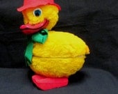 Vintage West Germany Duck Candy Container Large Bobble Head Fur Covered Paper Mache Egg UNUSUAL
