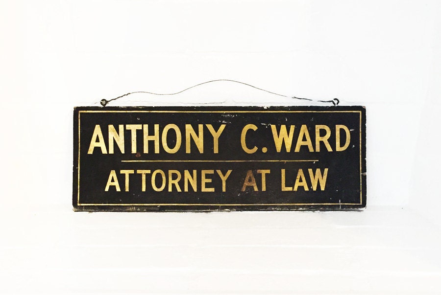 Vintage Wooden Attorney At Law Sign / Vintage Advertising