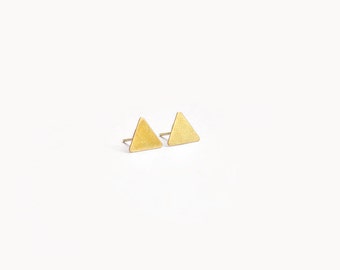 Petite Brass Triangle Post Earrings