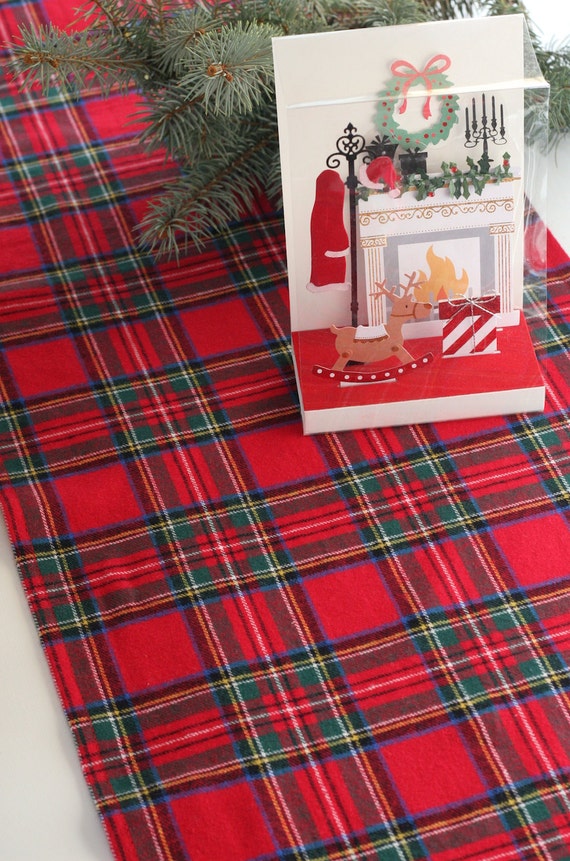 Christmas Table runner Tartan Wedding table by GreenwoodStore