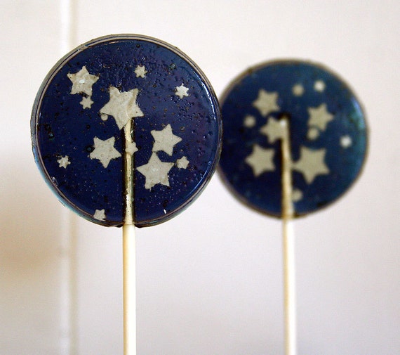Starry Night Wedding Favor Lollipops Set Of 5 Navy Blue And 
