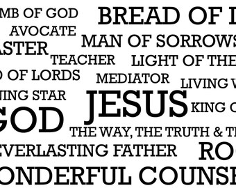 Items similar to The Names of Jesus - 8x10