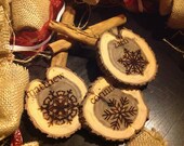 Unique 2.8" Locally Grown Wood Disc Ornament, Snowflake Family, Custom Made, Personalized, Engraved, Christmas Decoration, Handmade Keepsake