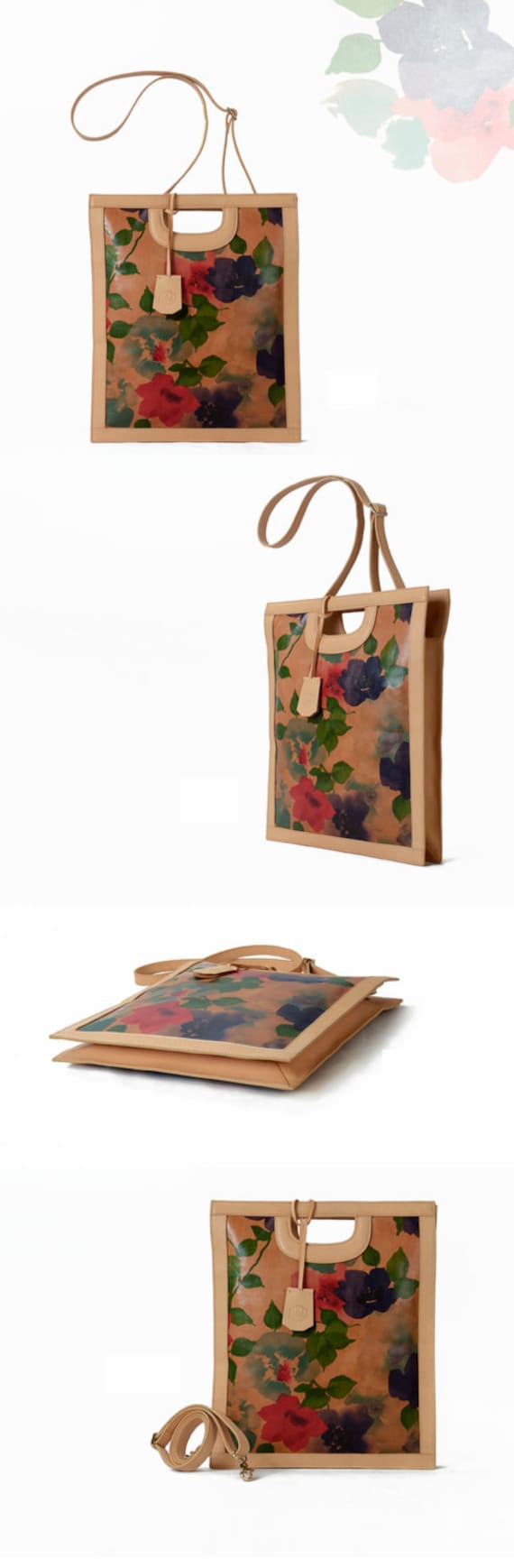 Print Tote Leather Bag-Floral Print Designer Totes for Women- Stylish ...