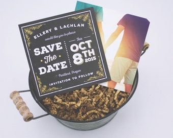 Chalkboard LGBTQ Save The Date Cards | Printed Square Cards | Optional Envelops | Use Up To 50 Different Engagement Photos