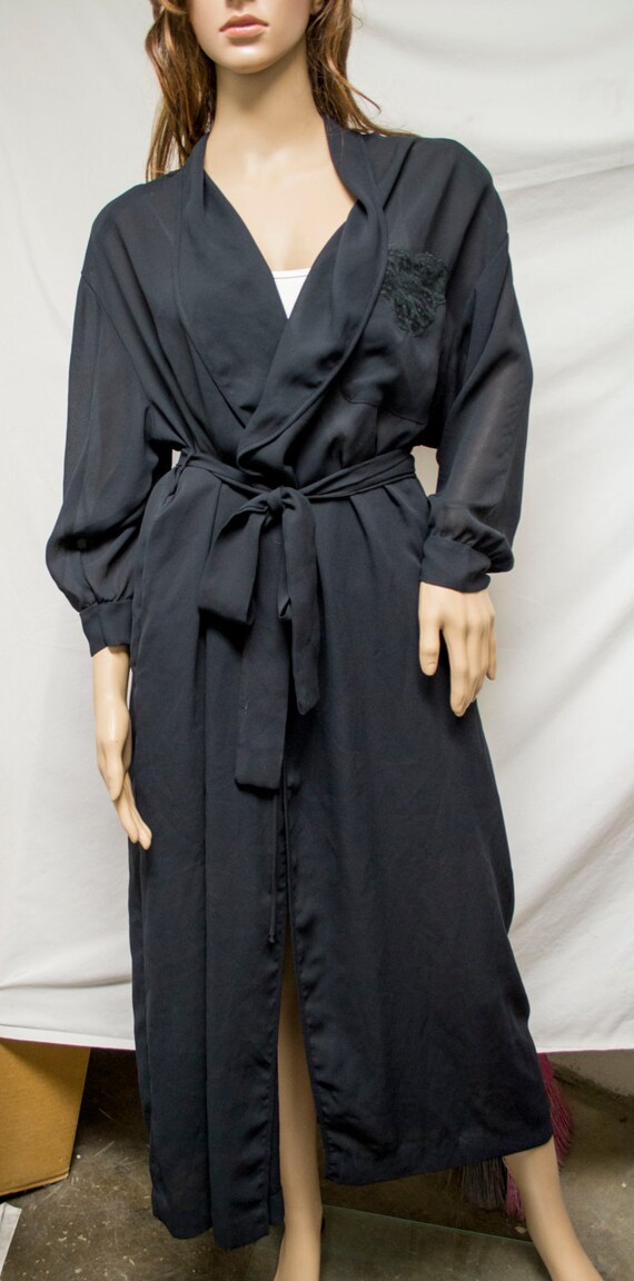 Free Ship Long Black Semi sheer Bath Robe by crazygoodbananas
