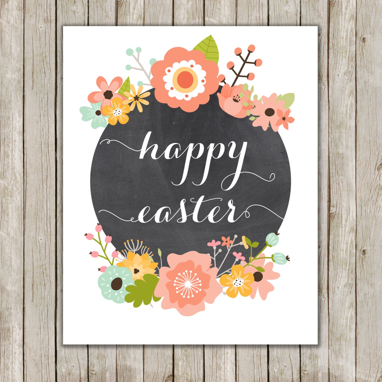 8x10 Happy Easter Printable Art Typography Art Poster