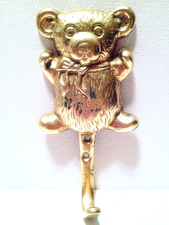 Vintage Bear Brass Wall Hook
