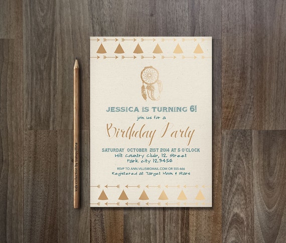 Tribal Birthday Invitation Printable Teepee Birthday