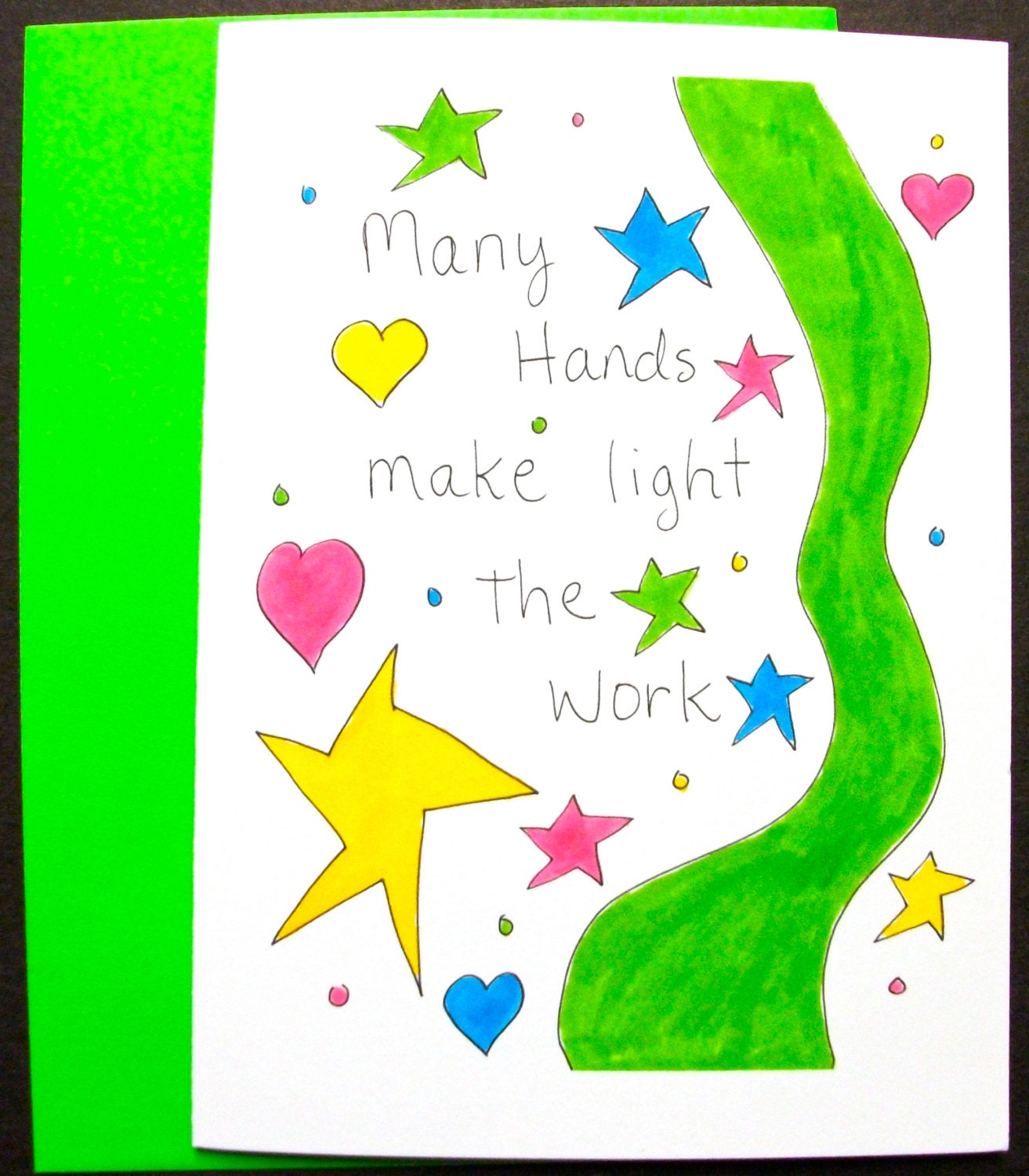 Quote Card Many Hands Make Light The Work by StaymanDesigns