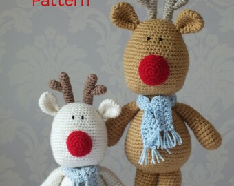 Crochet Reindeer Rudolf Amigurumi PATTERN ONLY PDF Easy Christmas Crochet Pattern Stuffed Animal Toy