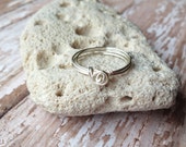 Silver Rose Bud Wire Wrapped Ring, Silver Ring, Knuckle Ring, You Choose The Size Handmade