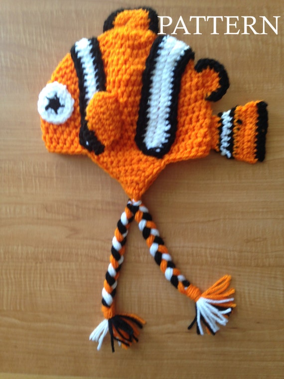 PATTERN Crochet Clown Fish Hat Pattern, All Sizes, Newborn to Adult