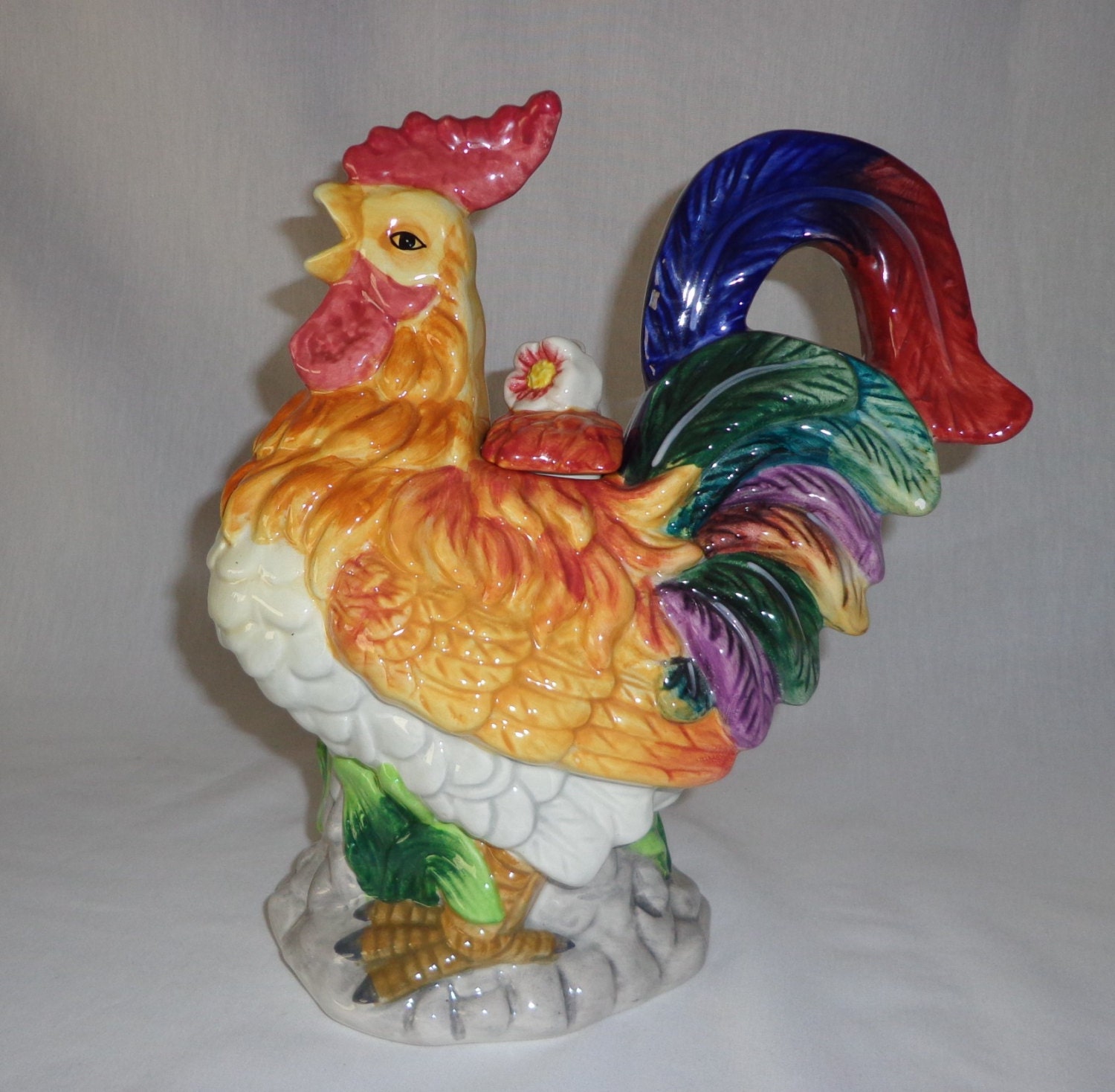 Teapot Large ceramic Rooster Chicken Poultry by TEAandSHAKER