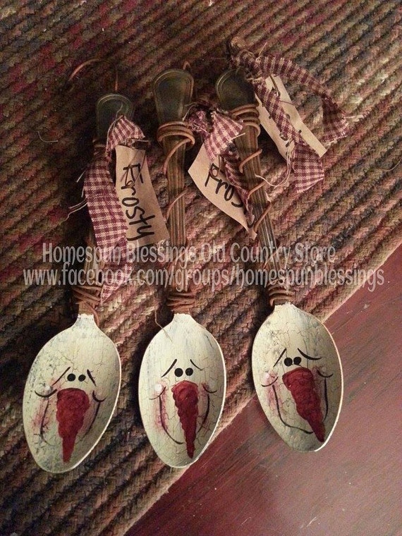 primitive christmas tree ornament one rusty spoon snowman primitive christmas tree ornament one rusty spoon snowman