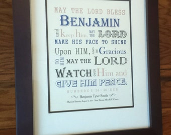 Baby Boy Baptism Gift - Christening Gift - Personalized Baptism Gift - Baptism gift for Godchild - Religious Art - Framed Art - Baby gift