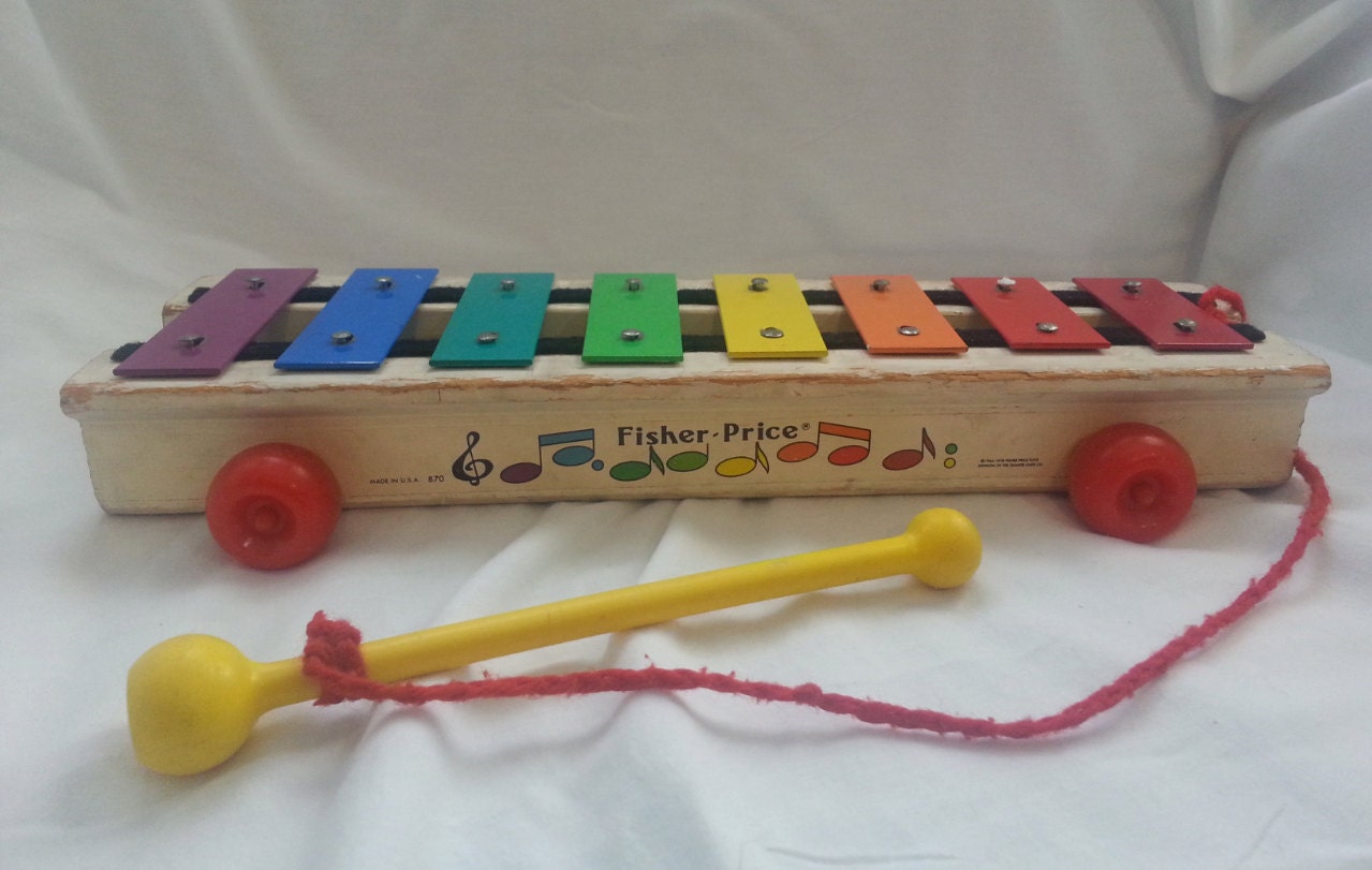 1964 Vintage Fisher Price Xylophone with mallet 60s rainbow