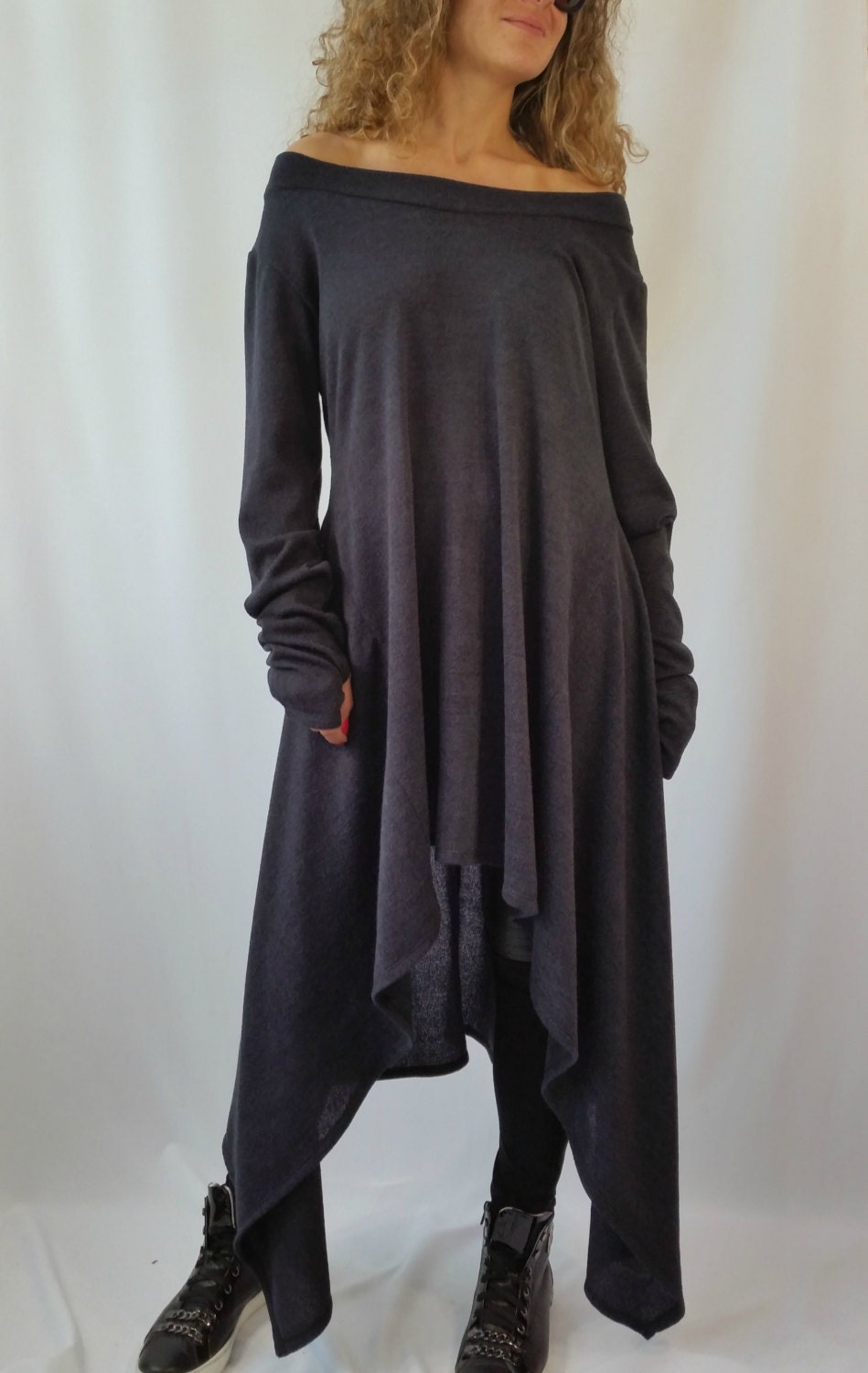 Ladies long dark grey cardigan dress size urban