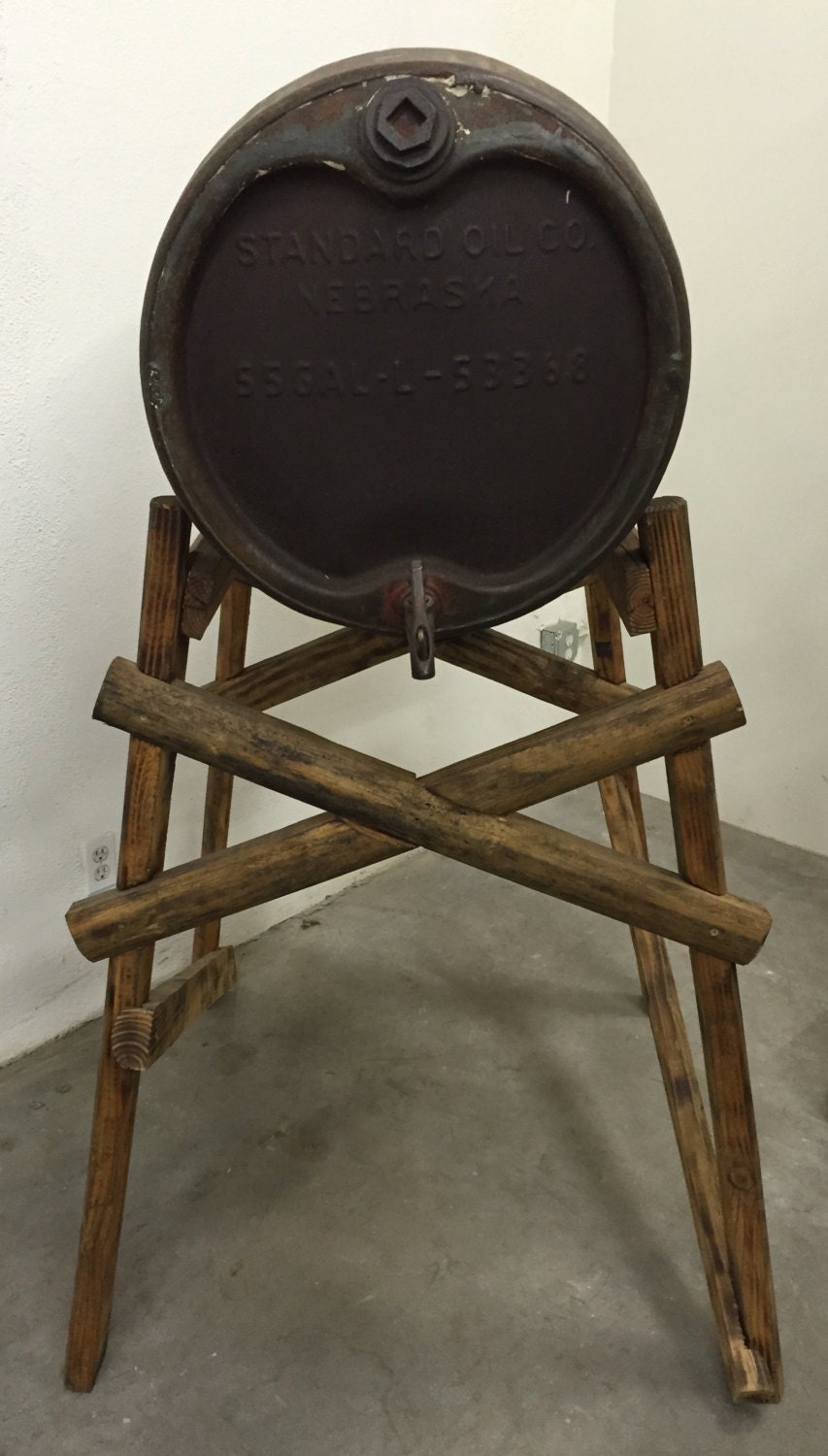 Antique Standard Oil 55 Gallon Drum with by RepurposedIndustrial