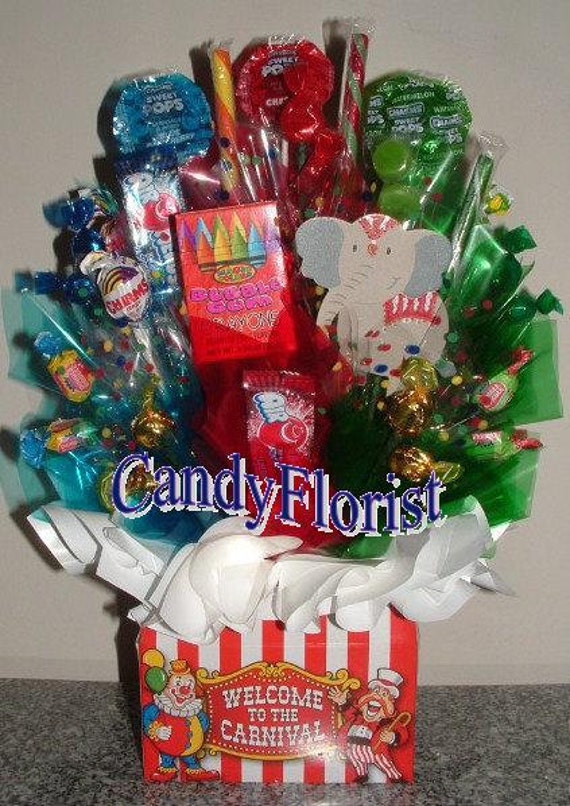 CARNIVAL Candy Bouquet Centerpiece w/ Edible Party by CandyFlorist