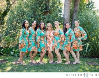 Set of Bridesmaids robes Kimono Crossover Robes Spa Wrap Perfect bridesmaids gift getting ready robes Bridal shower party favors
