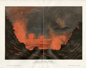 Awesome Antique Volcano "Kilauea" Print  C. 1900   Volcanic Eruption Hawaii Lithograph