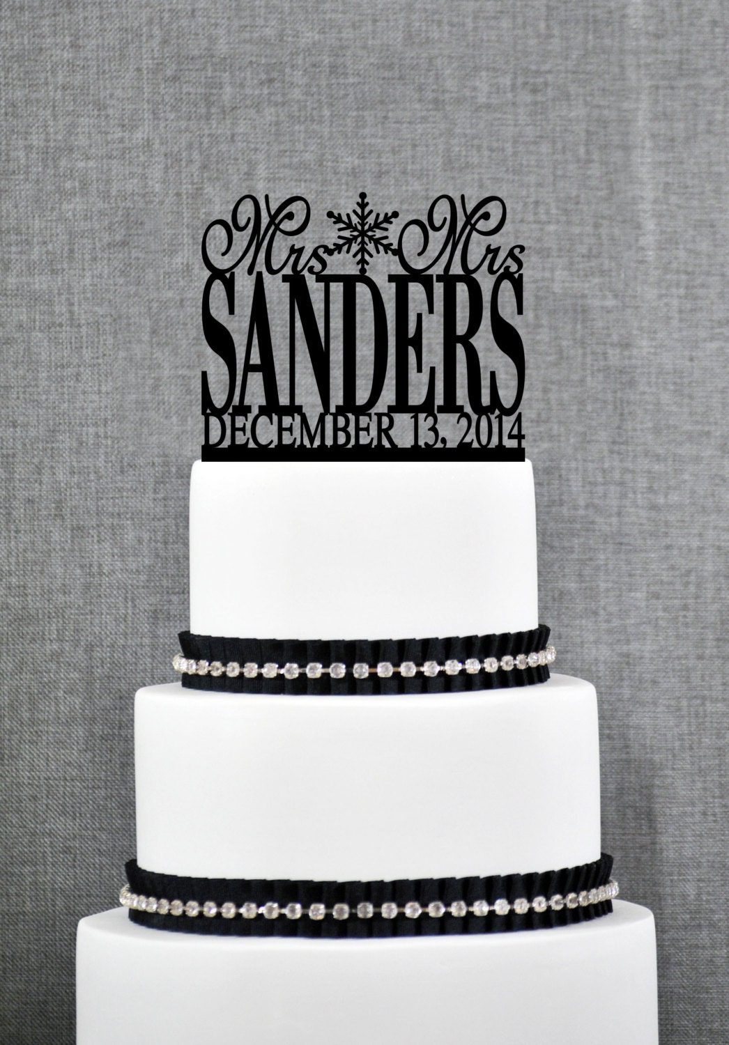 Same Sex Wedding Cake Topper With Snowflake And Date Custom 4542