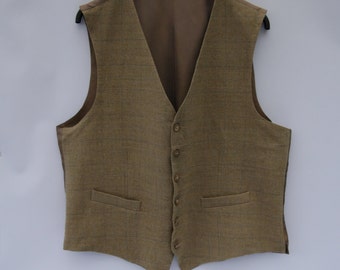 Sand Brown Plaid Gentlemen's Vest Formal Fitted Wool Waistcoat ...