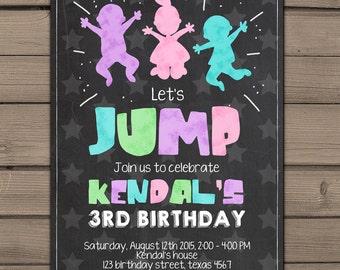 Jump invitation Bounce house invitation Trampoline party invitation trampoline birthday Chalkboard Invitation Digital PRINTABLE ANY AGE