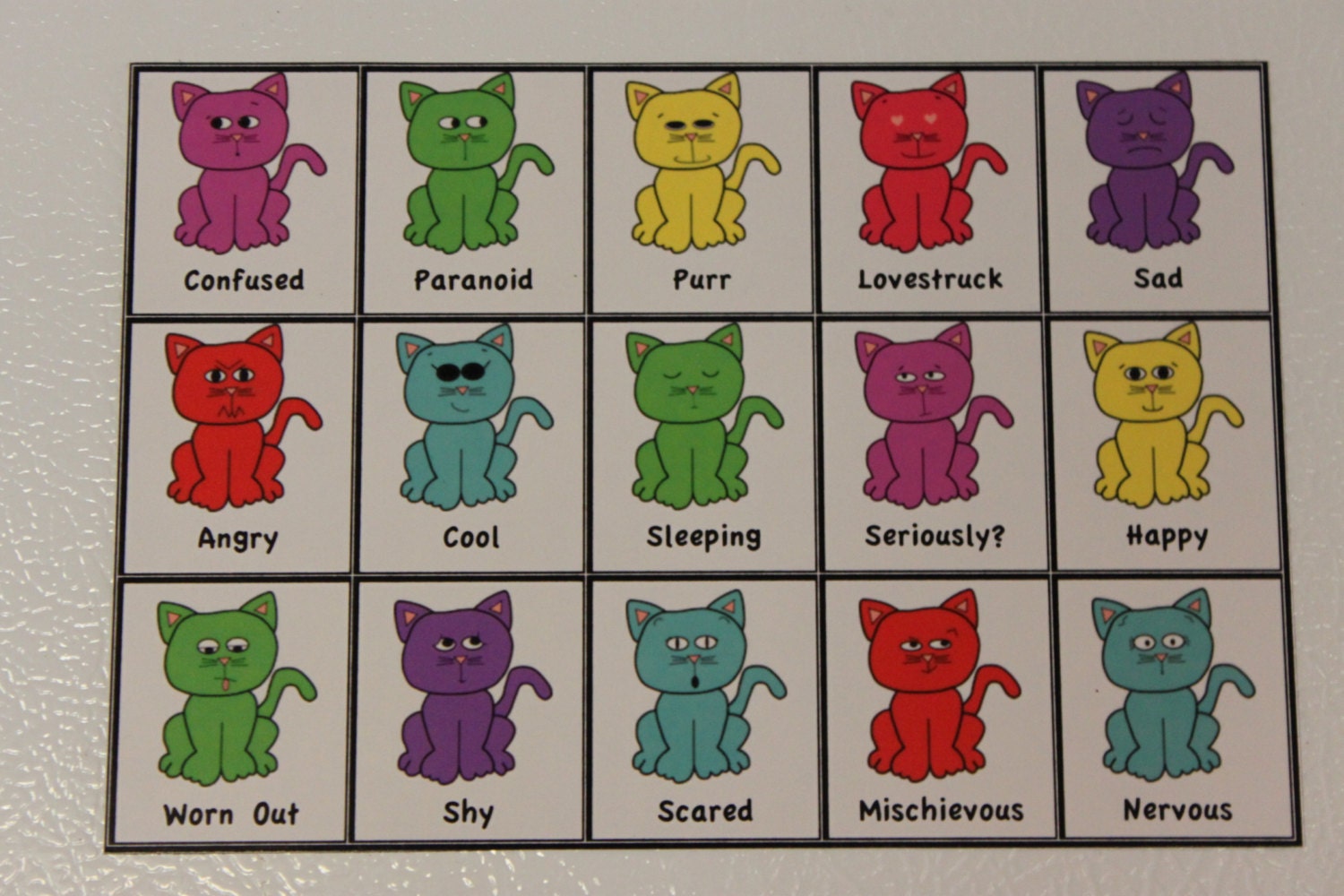 Pet Cat Emoticon Feelings Emotions and Mood Chart by