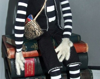OOAK Badger Doll, Needlefelted and Cloth, Art Doll, Anthropomorphic