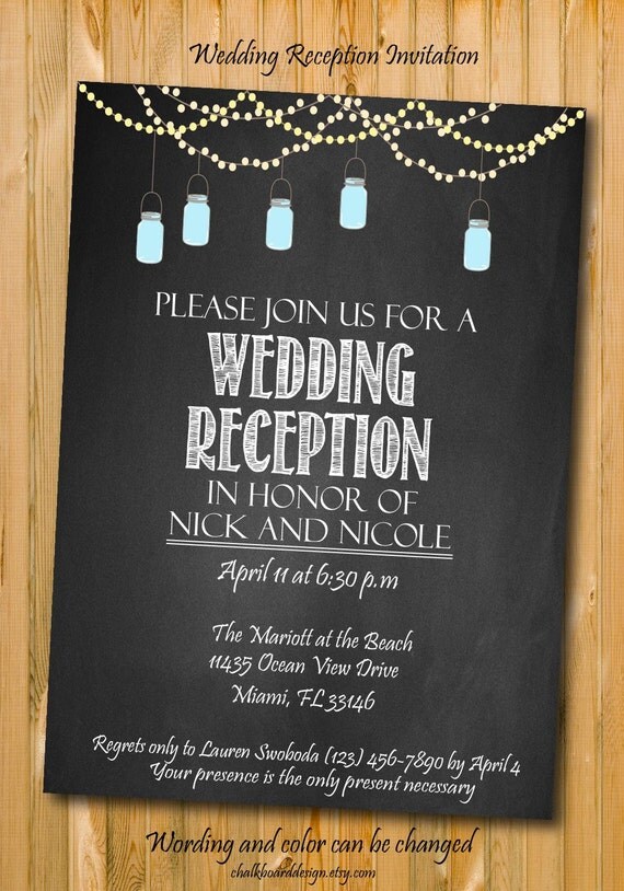 Items similar to Wedding reception invitation, Printable ...