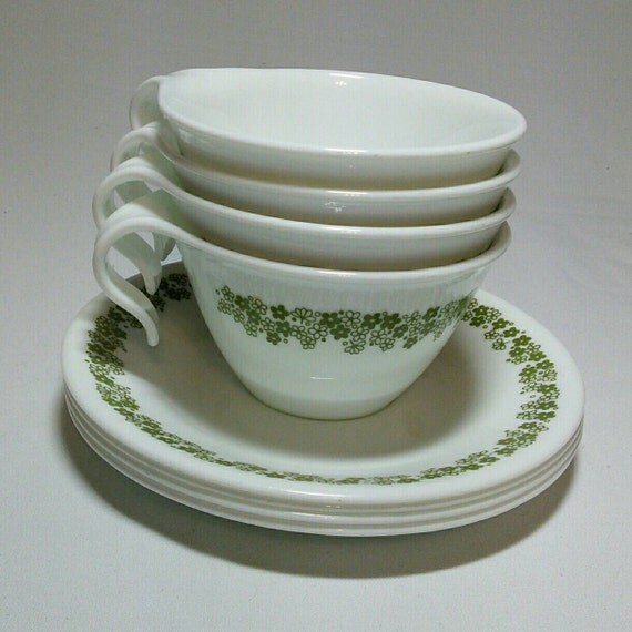 Vintage 1970's Corelle Spring Blossom set of 4 cups and