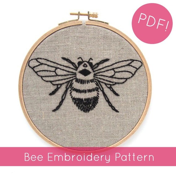 free bee hand embroidery pattern