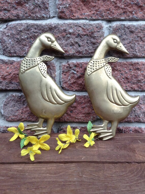 Brass Duck Wall Hanging Decoration Solid Brass by TheForestSleeps
