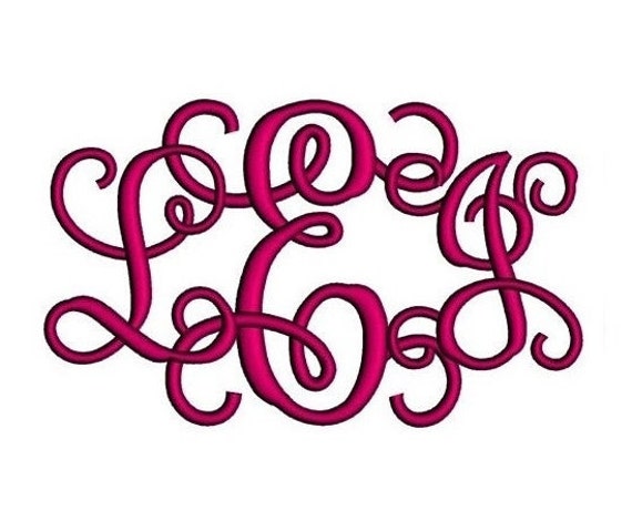 Interlocking Vine Monogram Embroidery Font Upper and Lower
