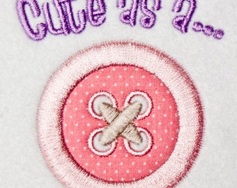 Applique Machine Embroidery Design, Cute as a Button, baby infant children digital instant download file