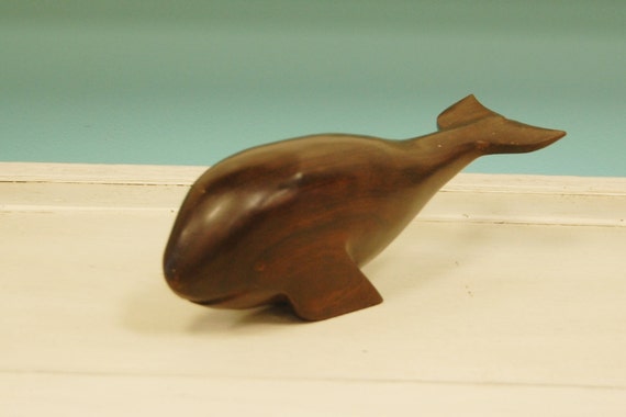 Carved whale vintage dark wood carving statue by lakenessroad Carved whale vintage dark wood carving statue by lakenessroad