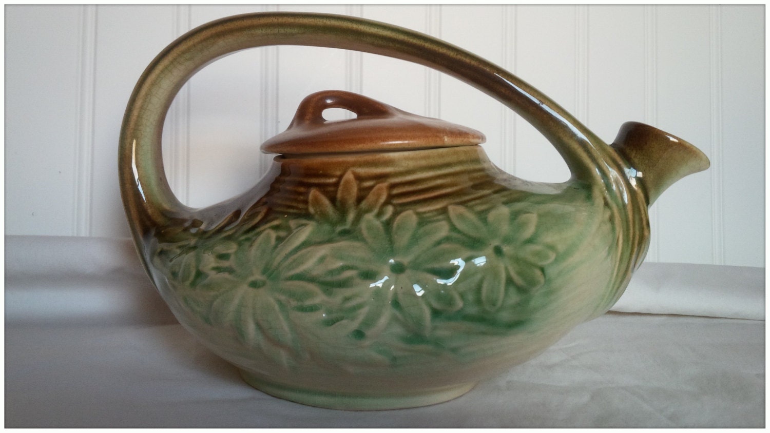 Vintage McCoy Pottery Daisy Teapot by PurpleSquirrelsNest on Etsy