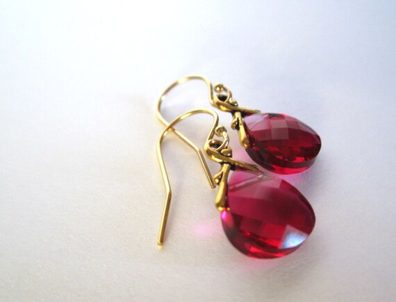 Ruby Earrings : Swarovski Earrings, Ruby Earrings, Pink Earrings ...