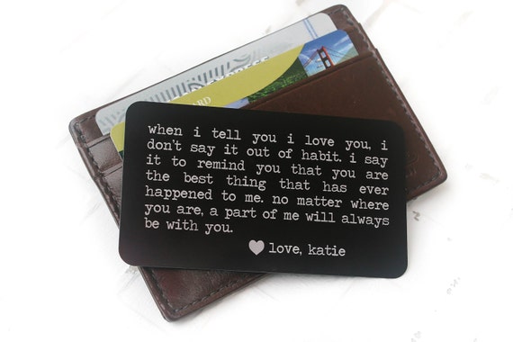 Personalized Wallet Card Metal Wallet Insert by MessageMeThis